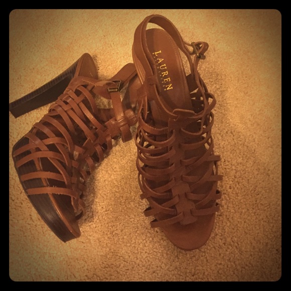 Ralph Lauren Strapy leather 4" sandals