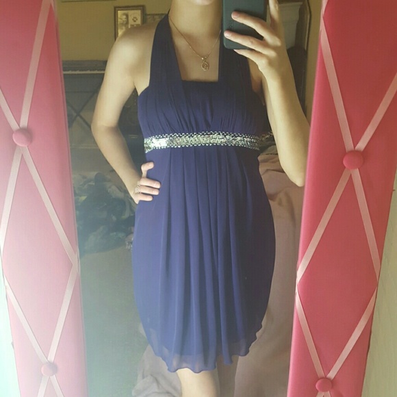 Purple party/wedding dress with halter tie