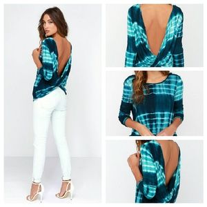 NWOT Lulu's Teal Tye-dyed Top