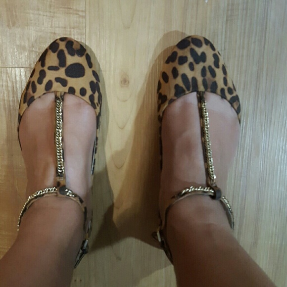 Leopard and gold flats