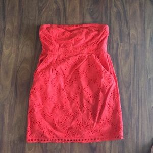 Strapless eyelet dress