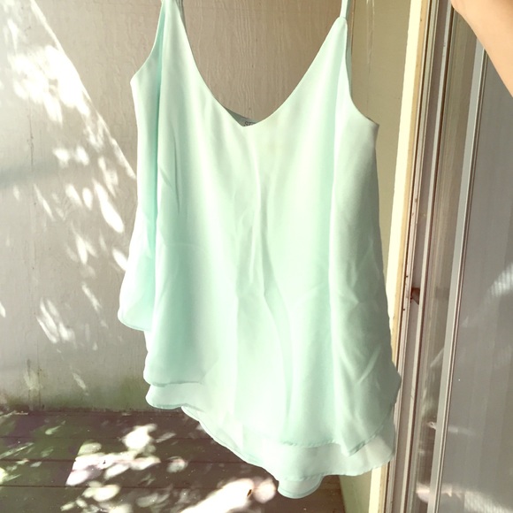 Light baby blue top.
