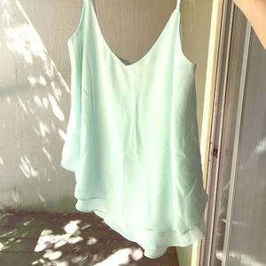 Light baby blue top.