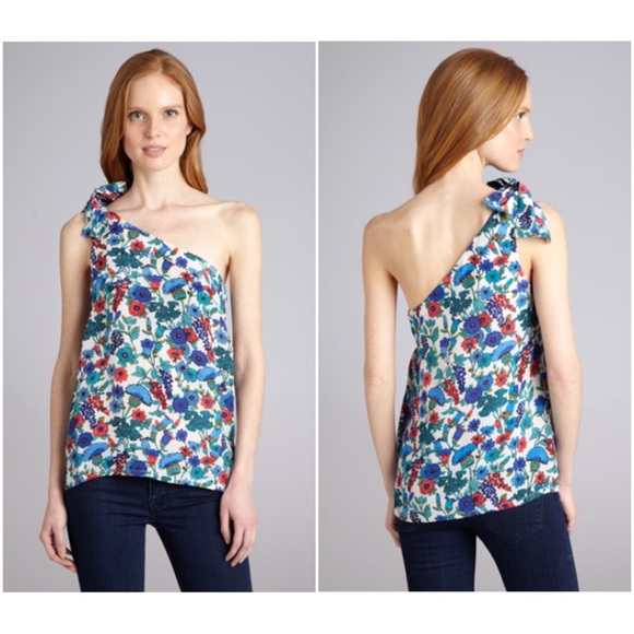 French Connection Silk Crepe One Shoulder Top