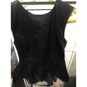 Black leather peplum top