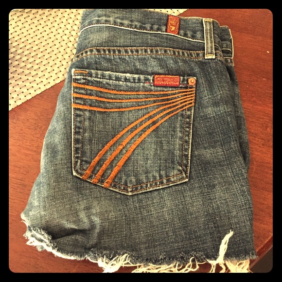 7 for all mankind cut off jean shorts