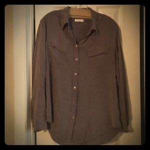 Gray silk equipment blouse