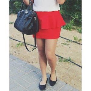 NWT Forever 21 Red Peplum Mini Skirt