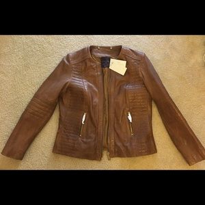 NWT Mango leather biker jacket