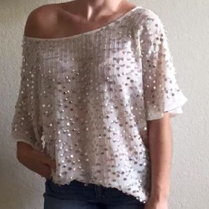 JENNIFER LOPEZ cream sequin top