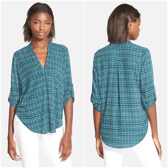 Lush Roll Tab Sleeve Blouse