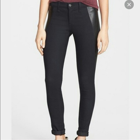Rag and Bone Leather Panel Jeans