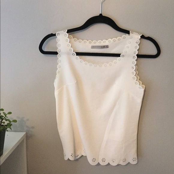 White Scalloped Tank Top