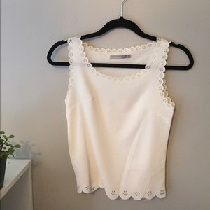 White Scalloped Tank Top