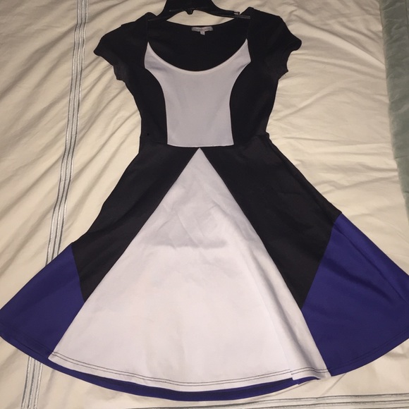 Black, white, and blue dress
