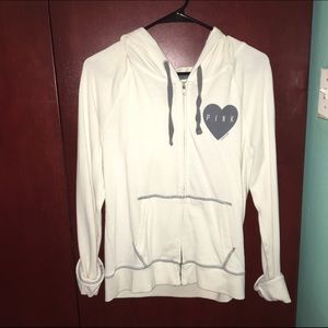 PINK white zip up sweater