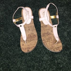 Chaps white sandals with small wedge heel