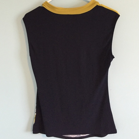 Limited sleeveless cowl neck top, green and navy - Picture 3 of 3