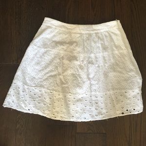 White lace mini skirt