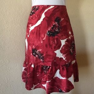 Ann Taylor %100 Silk Floral Skirt