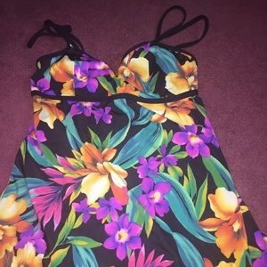 Floral one piece dress bathing suit