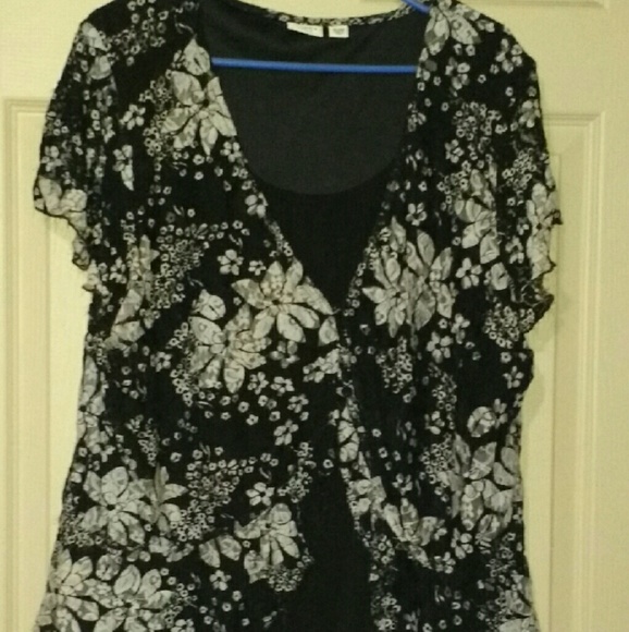Cato blouse with sheer floral overlay