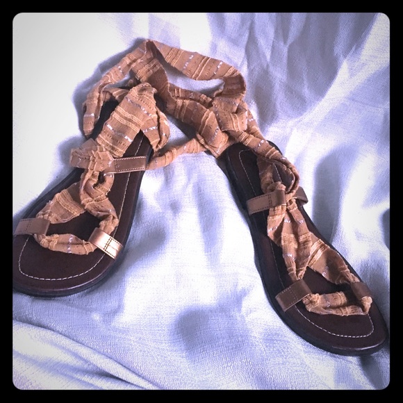 Tan lace up sandals
