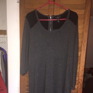 Gray and lace sweater dress