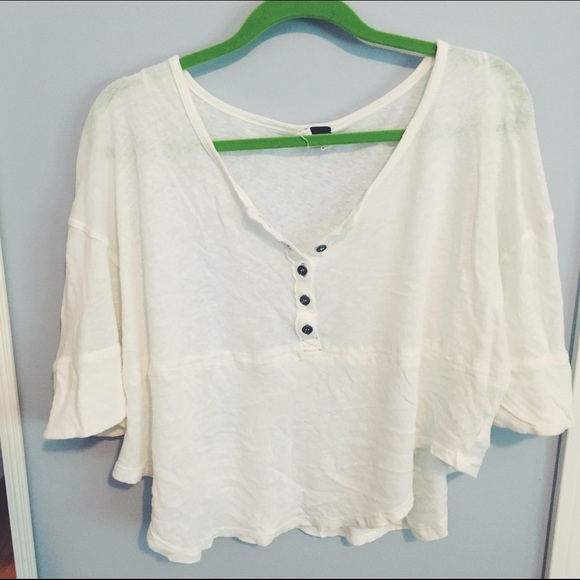 Free People White Henley Shirt