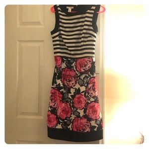 Dress: stripes and floral pattern