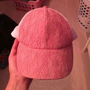 Pink lace baseball hat