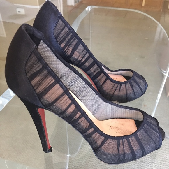Christian Louboutin Shoes - Christian Louboutin Satin & Chiffon Peep Toe Pump