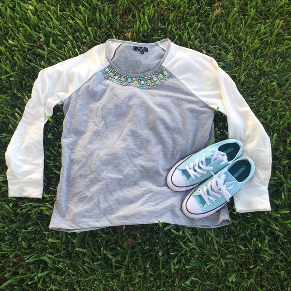 Jeweled Neckline Top