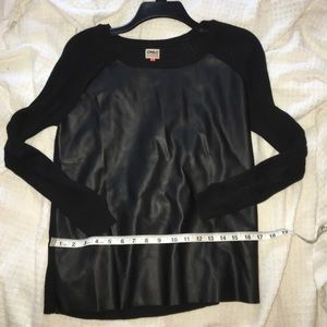 Black Faux Leather Vegan Sweater SM