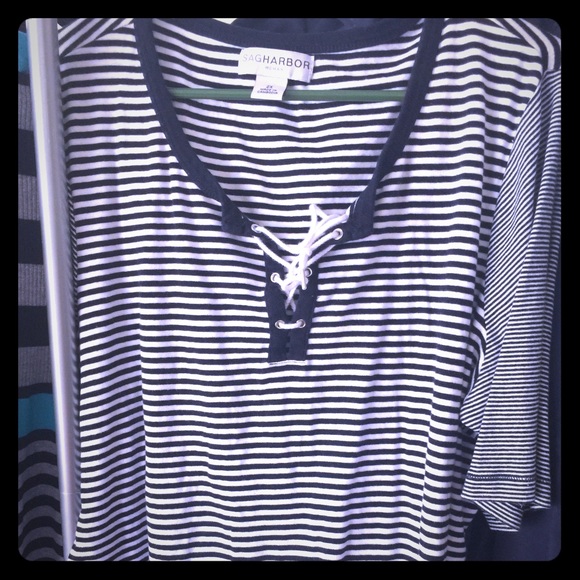 Striped top. Blue and white. Nautical.