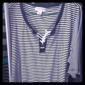 Striped top. Blue and white. Nautical.
