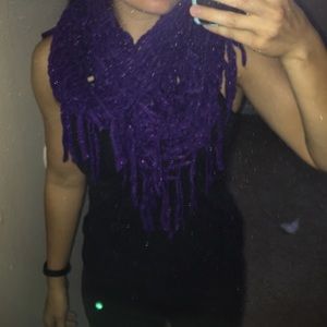 Purple knit infinite scarf