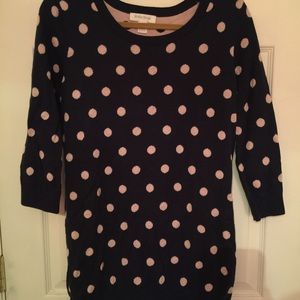 Navy and pink polka dot maternity sweater