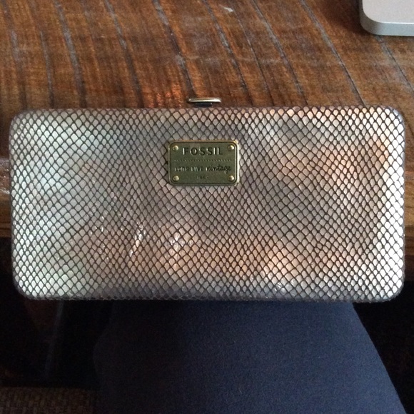 Fossil Handbags - Unique Fossil Key Per Clutch Metallic gold snake