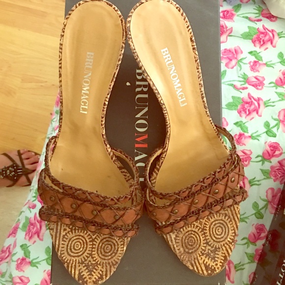 Bruno Magli Italian Slide wedge leather sandal