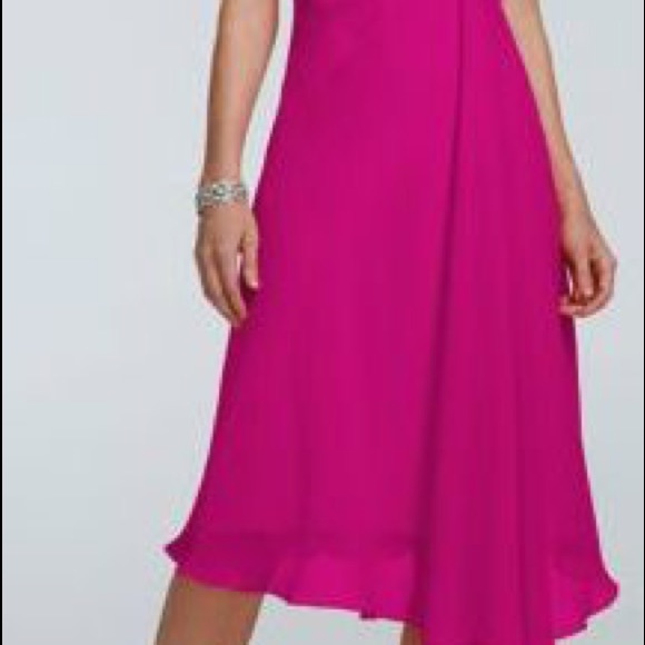 David's Bridal Begonia One Shoulder Short Chiffon