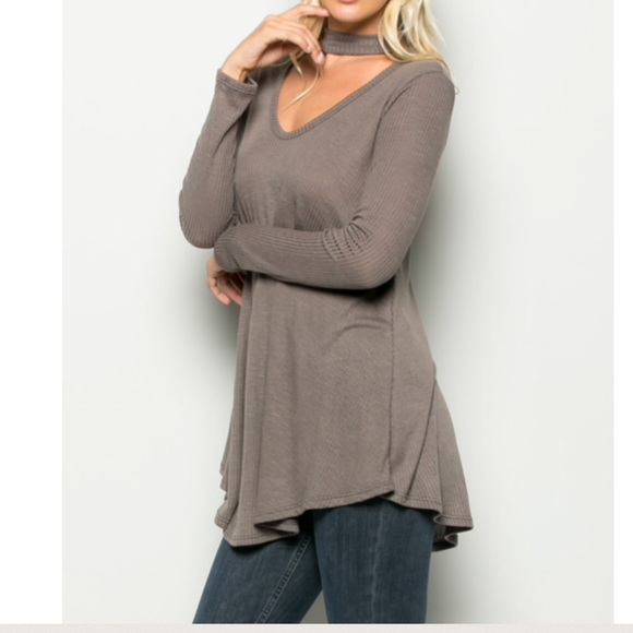 LAST One! Medium🔹Mocha Choker Tunic - Picture 2 of 4