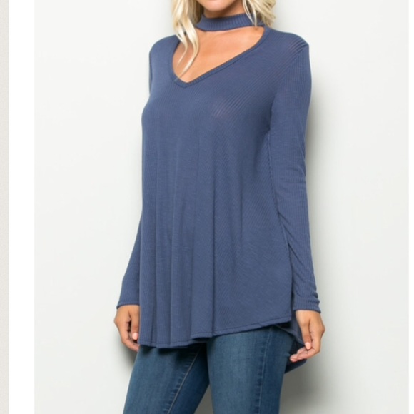 🎉 LAST One: Small Denim Tone Choker Tunic - Picture 2 of 3