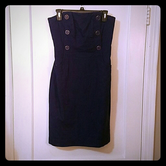 Strapless navy dress