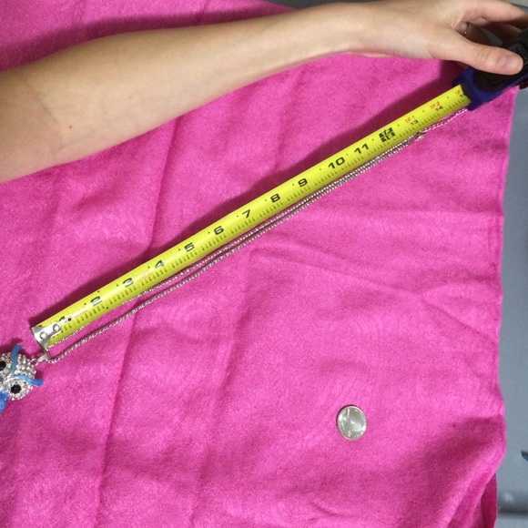 Blue Enamel and Rhinestone Owl necklace - Picture 7 of 8