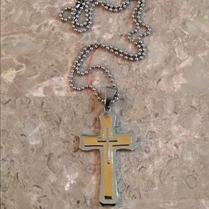 Men's Necklace W/Large Cross "Very Nice"
