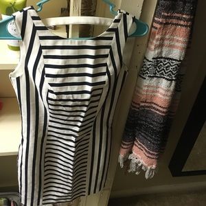 H&M navy blue and white dress