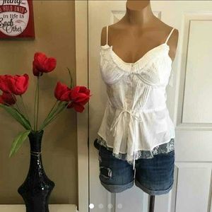 8 Venus white bustier top w/ lace