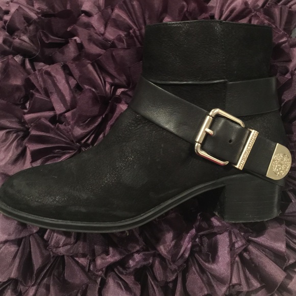 Vince Camuto black genuine leather ankle boots