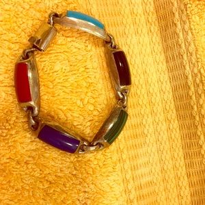 Mexican sterling multi stone bracelet
